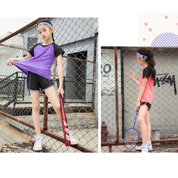 ODM Service Flatlock Stitching Kids Sports Clothing Polyester Spandex T Shirts