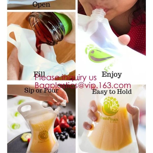 Custom Printing Logo High quality Eco-friendly Reusable Soft drink bag with spout,stand up spout pouch doypack aluminum