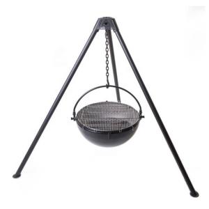 China Outdoor Camping Cooking Corten Steel Fire Pit Cauldron With Tripod Stand on sale