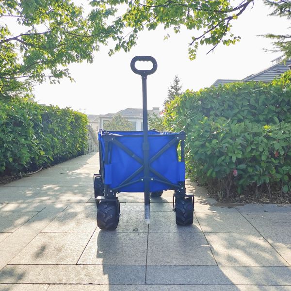 Heavy Duty Camping Wagon Cart Adjustable Handle Folding Hand Trolleys With PU Wheels