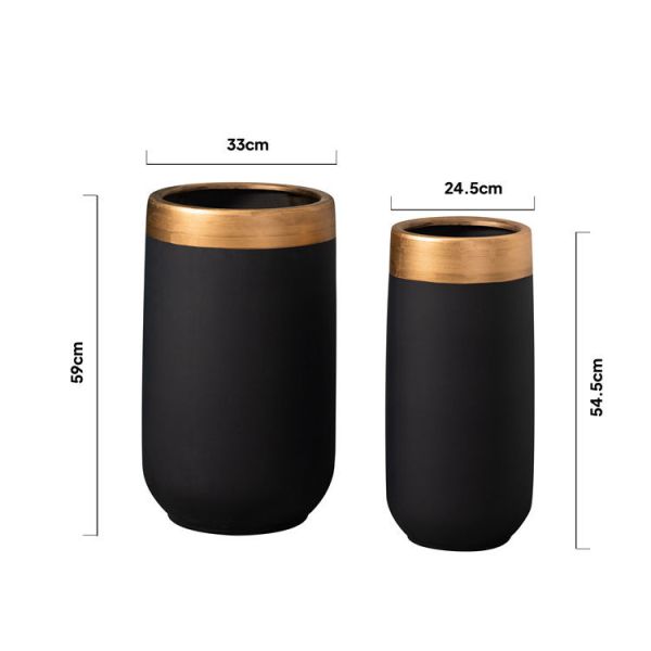 New Design Home Balcony Decorative Porcelain Luxury Planter Black Matte Ceramic Flower Pot For Gardening