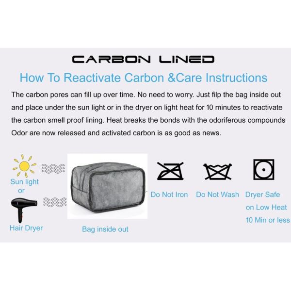 Large Discreet Carbon Smell Proof Bags Easily Concealed Grey Color Eco Friendly