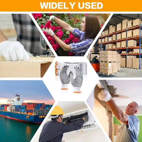 PVC Black Double-Sided Dotted Cotton Knitted Work Gloves Construction / Hand Protection / Anti Slip And Durable Glov