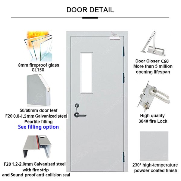 Turkey Flat Design Sound-Proof Metal Iron Front Entry Door Security Main Fire Doors Homes Entrance With Door Handle