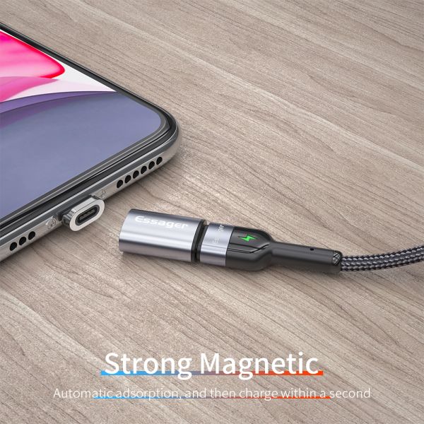 Essager Mini Magnetic Type C Female to Micro USB Type C Quick Charge Data Transmission Adaptor OTG Adapter