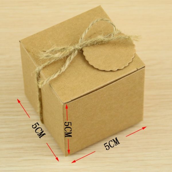 260g Kraft Paper Biodegradable Paper Food Packaging Square Candy Box 5*5*5cm
