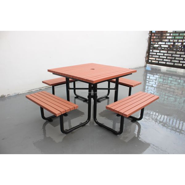 Modern Courtyard Outdoor Wooden Bench Furniture With Mild Steel Camphor Wood Material