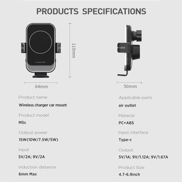 Samsung Z Flip Qi Wireless Car Charger 15W Two Coils With Dashboard Bracket