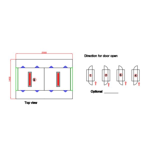 Automatic blowing Full Glass Doors SS304 Stainless Steel Air Shower for 3-4persons