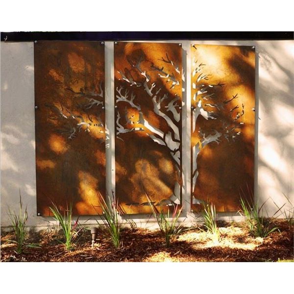 Laser Cutting Decorative Garden Room Divider Panels Corten Steel Privacy Screen