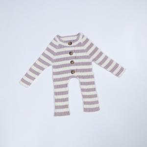 Cheap 100% Cotton Unisex Baby Girl Boy Knit Striped Jumpsuit Long Sleeve One Piece Button Down Sweater Rompers Playsuit wholesale
