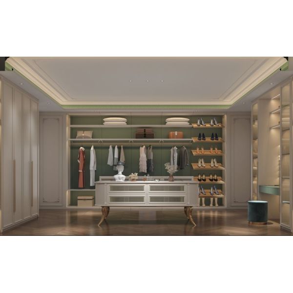 Customizable Ivory Stainless Steel Walk In Closet Systems With Ample Storage