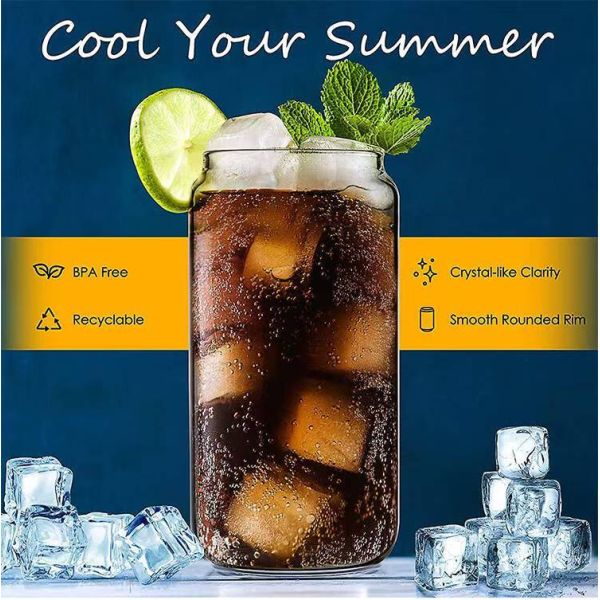 Eco-Friendly Glass Tumbler with Bamboo Lid and Glass Straw for Hot and Cold Beverages