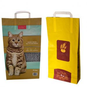 Cheap Eco Friendly 5Litres 15Ibs Cat Litter Stand Up Pouches Cat Litter Sand Packing Bag With Handle wholesale