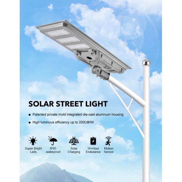 All-in-One 100W 200W Smart Solar Street Lights for Outdoor Parking Lots IP65 Waterproof Integrated LED