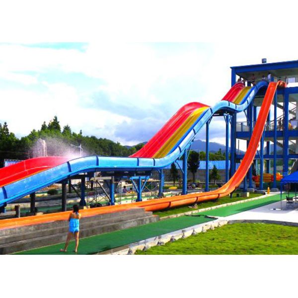 Custom Speed Slide Outdoor Commercial Water Park Equipments Fiberglass Slides For Adult