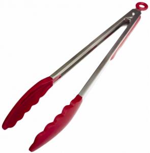 China Premium Heat resistant Silicone Stainless Steel Kitchen Tongs 12-Inch Non-Stick eco-Friendly  Red Bbq Serving Utensil on sale
