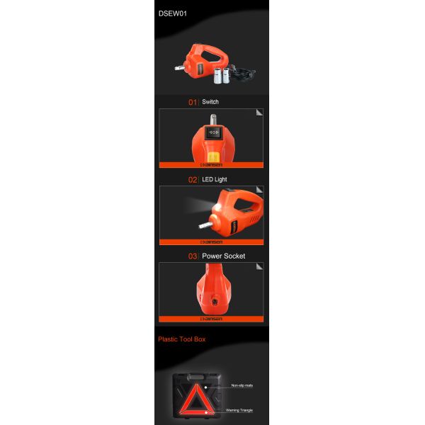 Mini Portable 3 Ton Electric Car Jack Kit With Lithium Battery And Digital Gauges