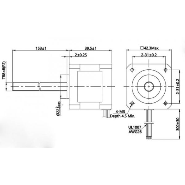 NEMA 17 Linear Lead Screw Hybrid Stepper Motor 42mm Diameter With POM Brass Nut