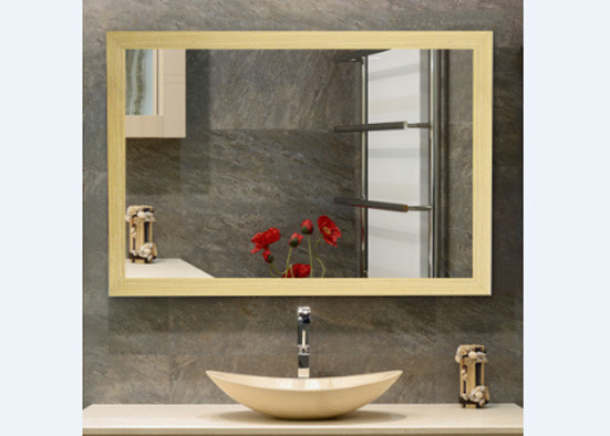 Environmental Protection Framed Bathroom Mirrors / Wood Color PS Framed Mirror