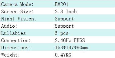 2.8 Inch Baby Monitor Mount 2K VOX Mode Video Baby Monitor With Audio