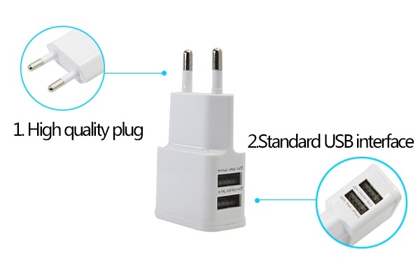 Fast charging wall adapter for Samsung phone wall charger dual USB AC adapter 2A iphone charger