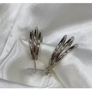 Triple 18K Gold Plated Fashion Large Stainless Steel Hoop Earrings