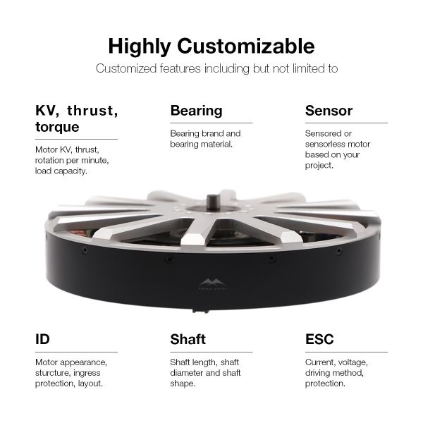 23850 Lightweight UAV Motor 100V With Low Vibration Design For Unmanned Aircraft