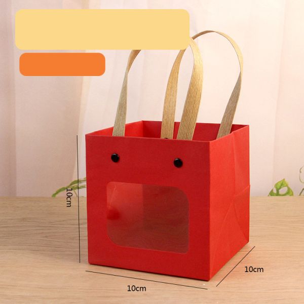 Square Handbag Cardboard Gift Packaging Box PVC Transparent Window