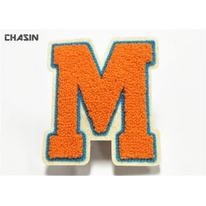 Cheap Bright Orange M Chenille Varsity Letter Patches Abrasion Resistant wholesale