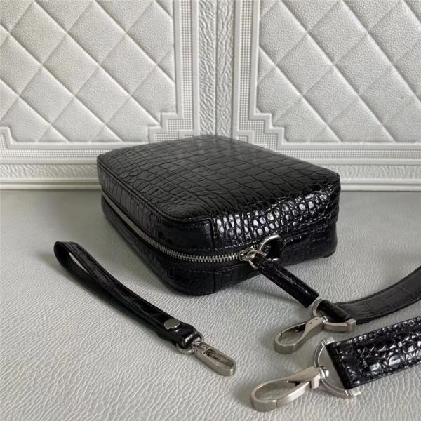 Genuine Crocodile Belly Skin Men Small Flap Bag Waistlets Clutch Purse Exotic Real Alligator Leather Male Shoulder Bag