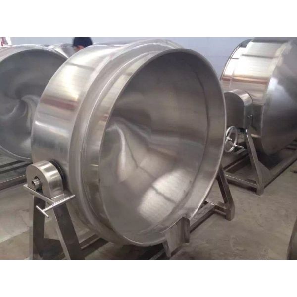 Tilting Industrial Steam Jacketed Kettle For Cooking , Gas Electric Heating