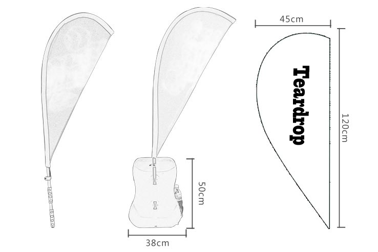 Backpack Polyester Outdoor Teardrop Flags Promotional Teardrop Banners Aluminum Pole