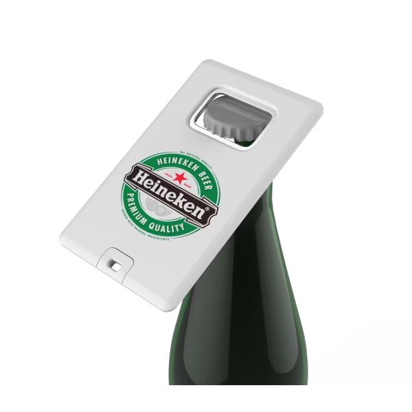 Plastic Credit Card USB Flash Drive With A Metal Bottle Opener USB 2.0 128GB