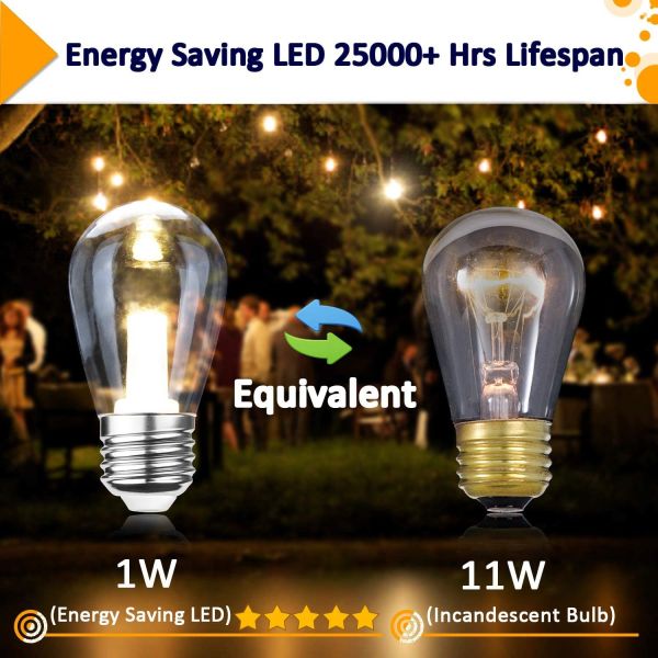 Waterproof Shatterproof Cafe Bistro LED Edison Bulb String Lights