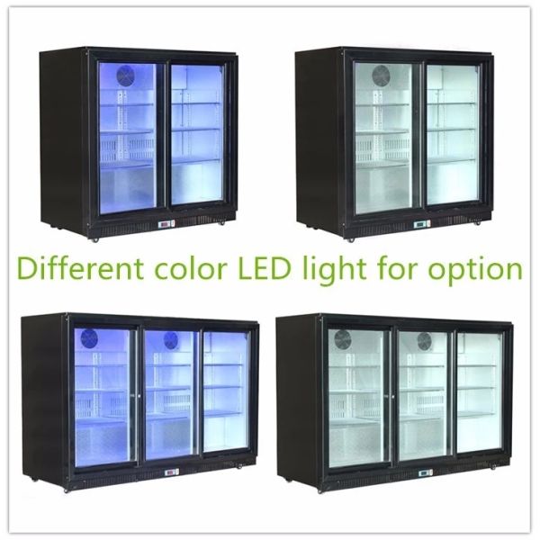850mm Height 198L LED Lighting Sliding Doors Mini Display Fridge,Back Bar Cooler