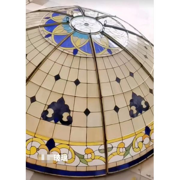 Premium Stained Art Glass Dome Skylight Roof Architectural Antiques Stained Glass Domed Roof