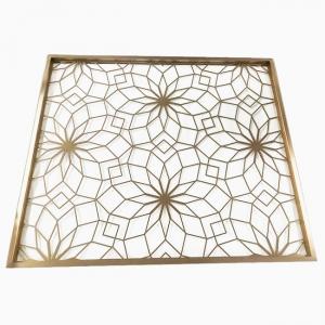Cheap 5500mm Stainless Steel Screen Partition Rose Gold Bronze Black line Brush Square Painting Flower Pattern wholesale