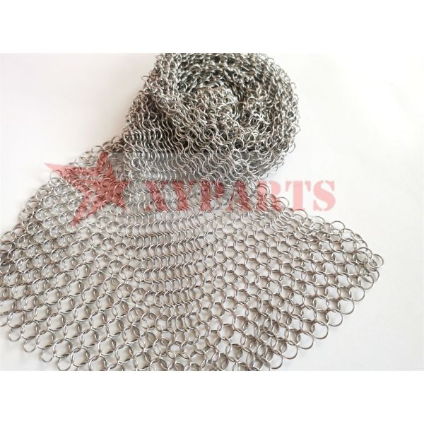 Food Grade Round Square Cast Iron Cleaner Made Of Chainmail Ring Mesh