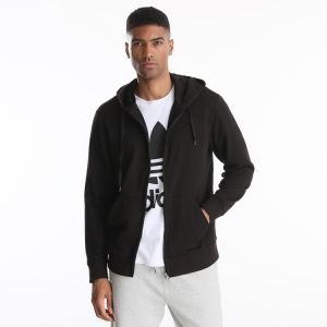 Unisex long sleeve winter rib cuff zipper up hoodies