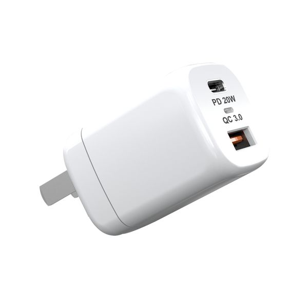 Folding Type C QC3.0 USB PD20W Dual Port Wall Charger