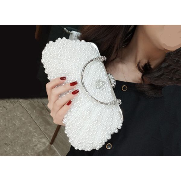 Korean wedding bag high-end pearl bag clutch chain single shoulder bag fashionable lady pearl banquet evening bag