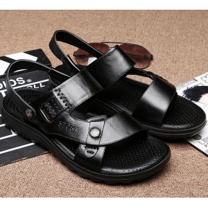Summer Mens Genuine Leather Sandals , Brown Mens Custom Leather Sandals