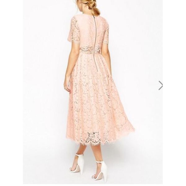 Newest Design Women Elegant Lace Midi Dress Party Wedding Dress Hot Sale