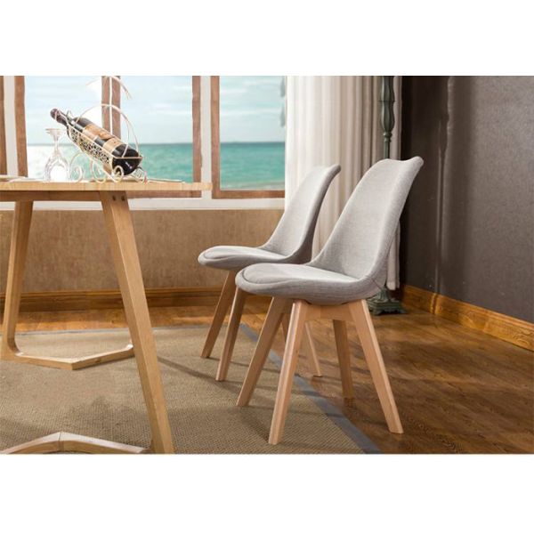 Softly Curved Grey Eames Dining Chair , Contemporary Wood Dining Chairs