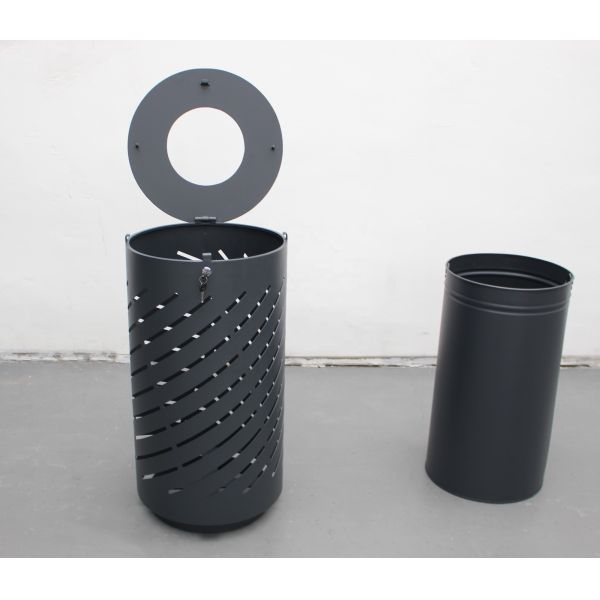 Laser Cut Outdoor Stainless Steel Ashtray Bin With 73L Galvanized Steel Liner