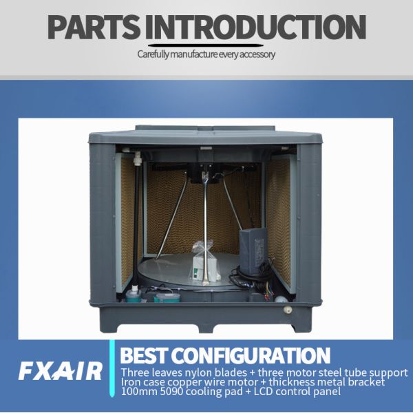 18000cmh Hot sale noiseless box shape industrial Wall Mounted Air cooler/ Evaporative air cooler/ industrial air cooler