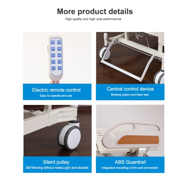 Electric Remote Control Medical Hospital Patient Beds Rustproof Anti Slipping ODM hospital electric bed