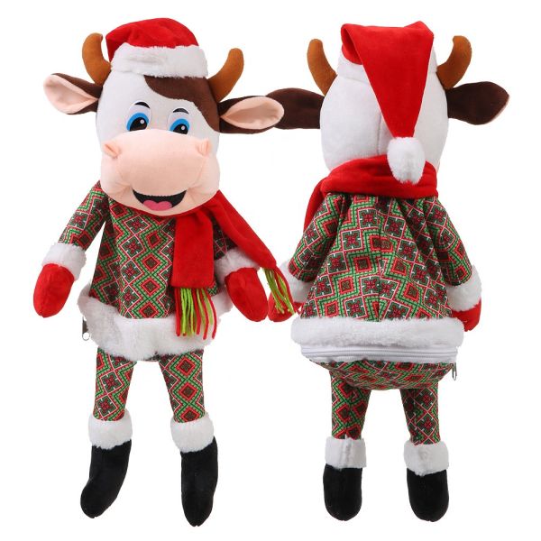 3D Modeling 30cm Christmas Cow Plush Backpack For Kids