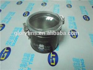 Cheap Round Tin Can with window and lock on 2 sides 90*90mmH for Chocolate wholesale